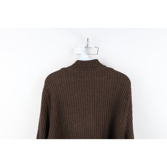 Vintage Eddie Bauer Mens Large Faded Cotton Ribbed Knit Henley Sweater Brown - Picture 11 of 12